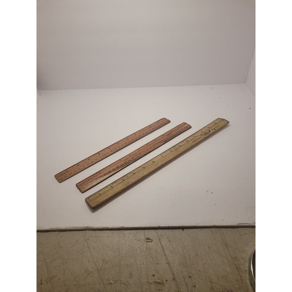Vintage Lot 3 Two 12" One 15" Box Woodene Wooden  Rulers